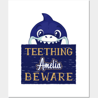 Amelia - Funny Kids Shark - Personalized Gift Idea - Bambini Posters and Art